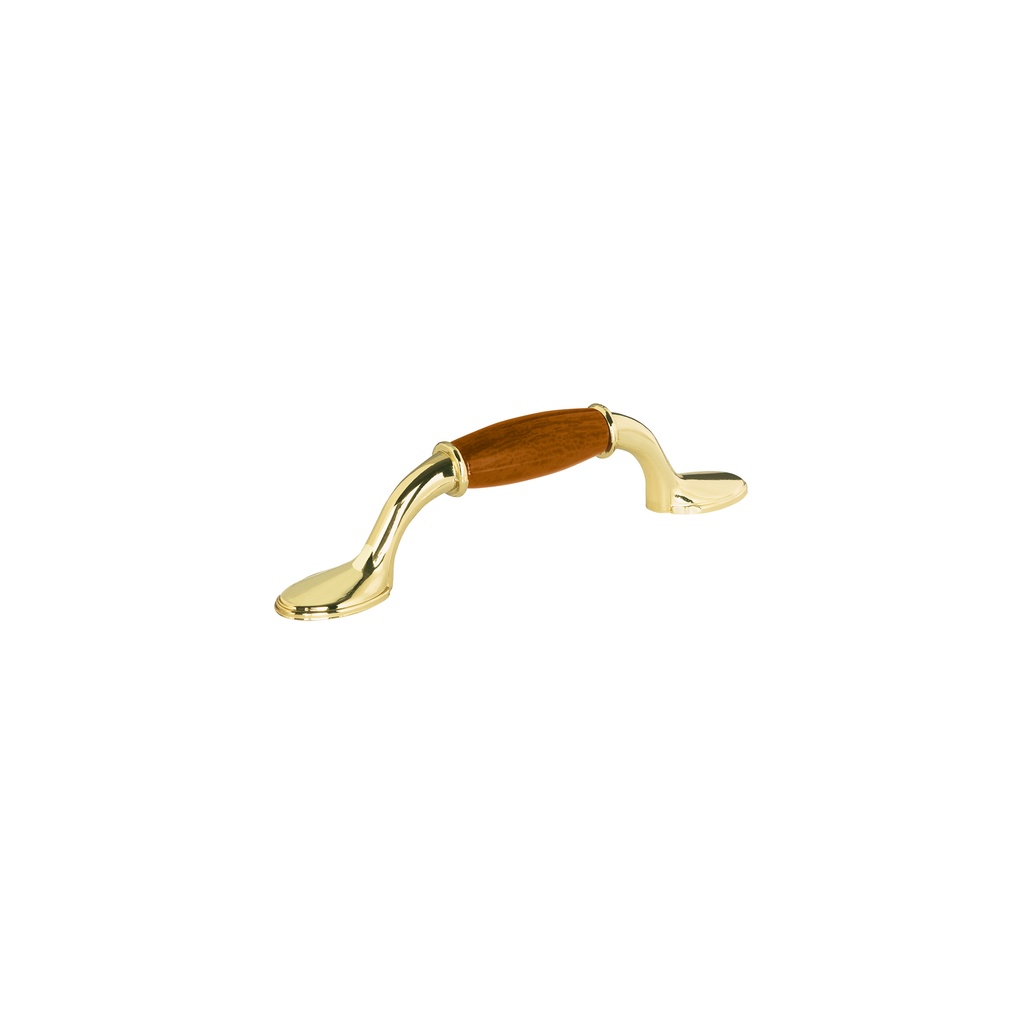 Jaladera de 76 mm latón brillante con inserto tipo madera - Pag 600