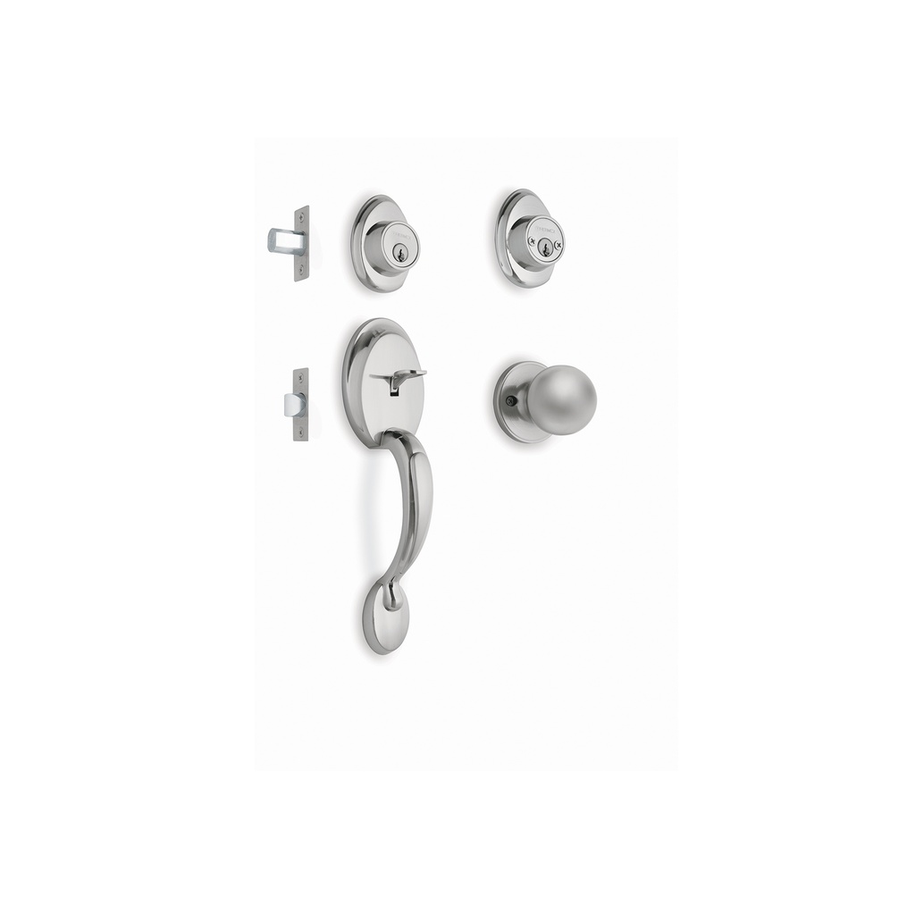 [T23674] Jaladera, perilla y cerrojo llave, cromo mate, Hermex Basic