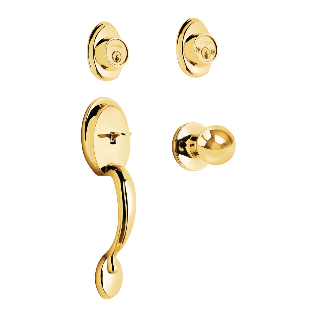 Jaladera, perilla y cerrojo llave, latón brillante, Basic - Pag 590