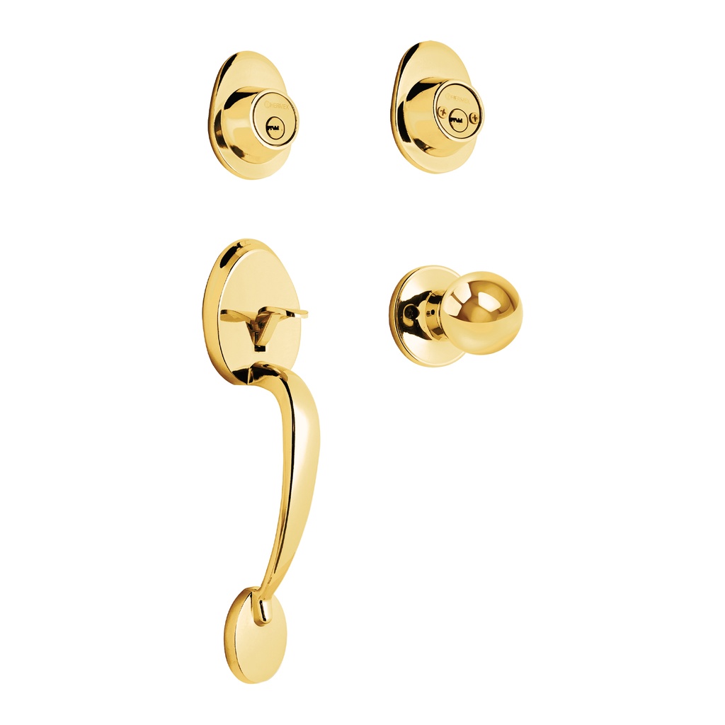 [T43020] Jaladera, perilla y cerrojo llave-llave, latón brillante