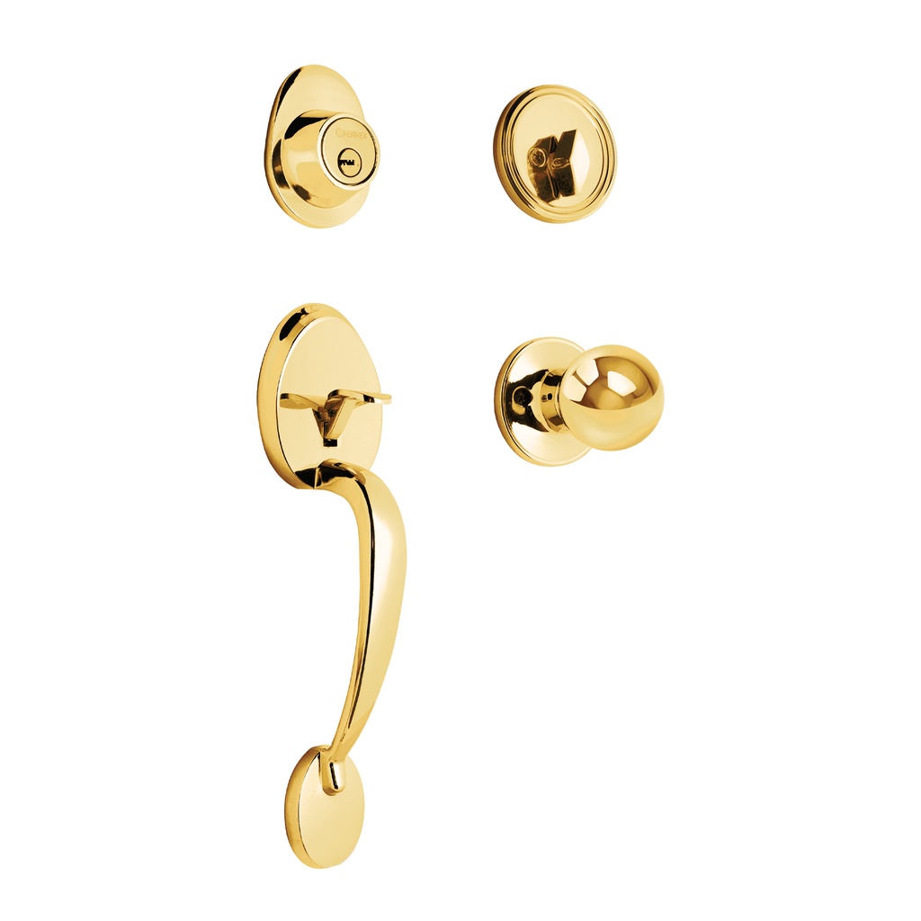 [T43021] Jaladera, perilla y cerrojo llave-mariposa, latón brillante