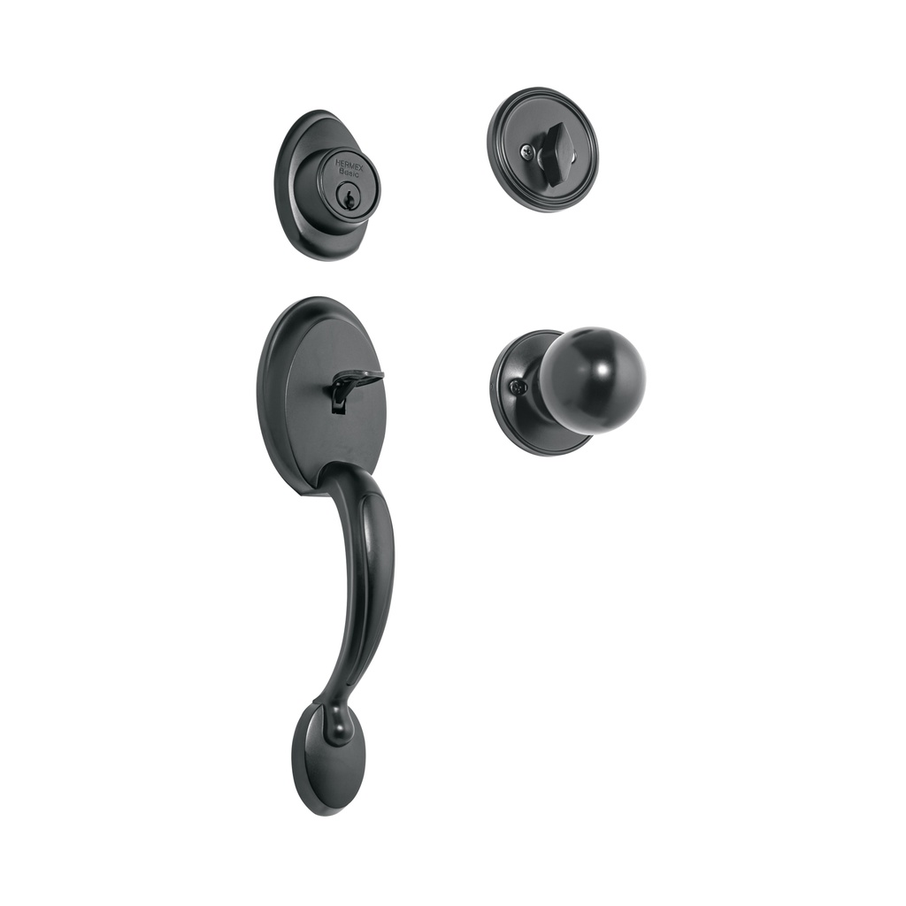 Jaladera, perilla y cerrojo llave-mariposa, negro, Basic