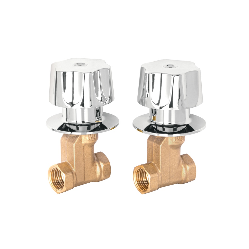 [T49800] Jgo 2 llaves empotrar roscables c/manerales metálicos,Basic