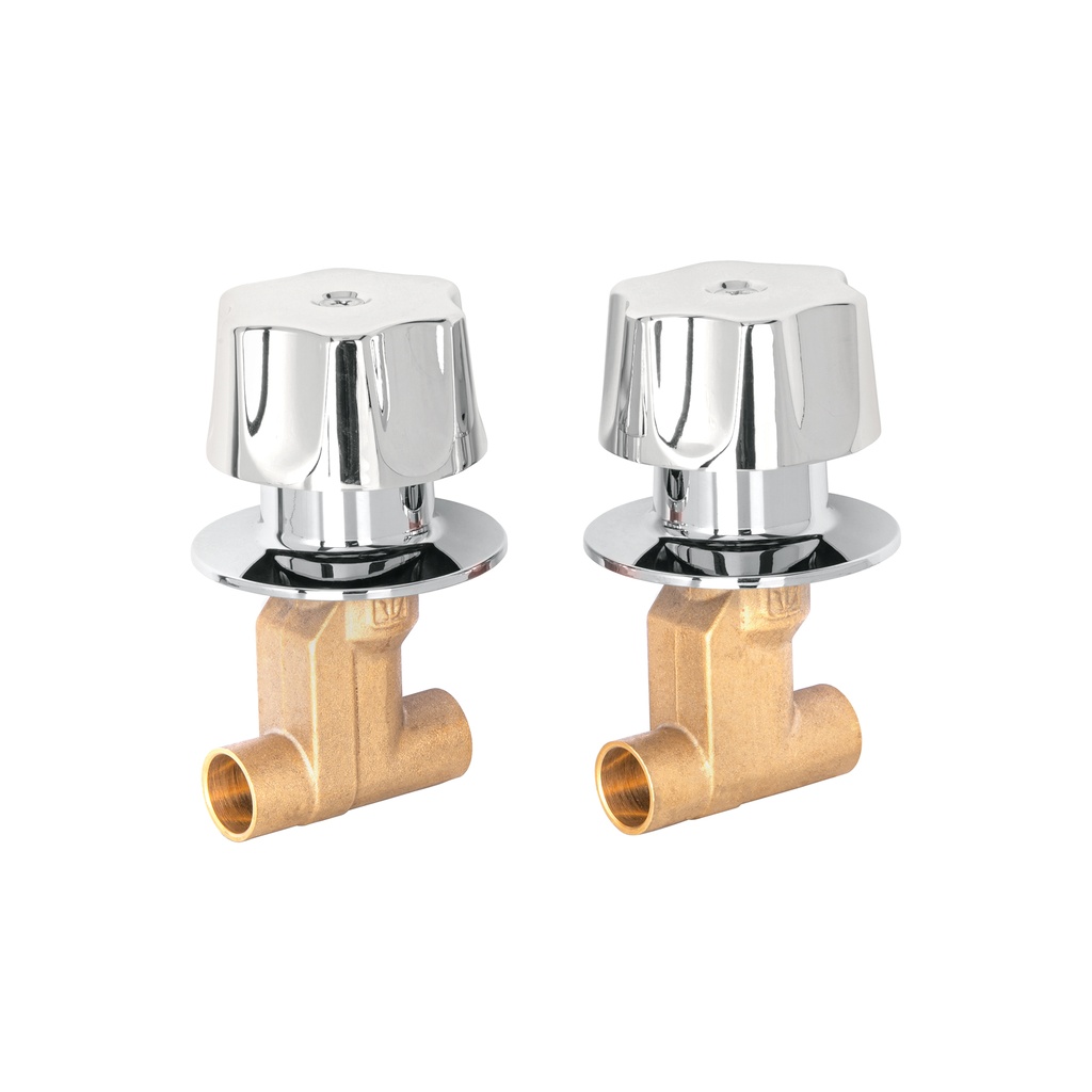 Jgo 2 llaves empotrar soldables c/manerales metálicos,Basic