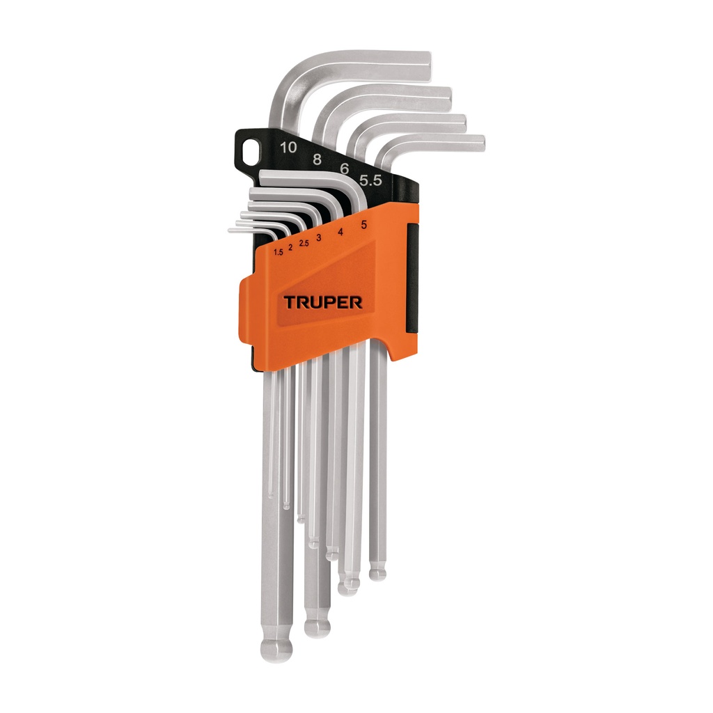 [T13644] Juego 10 llaves allen largas mm punta bola con organizador
