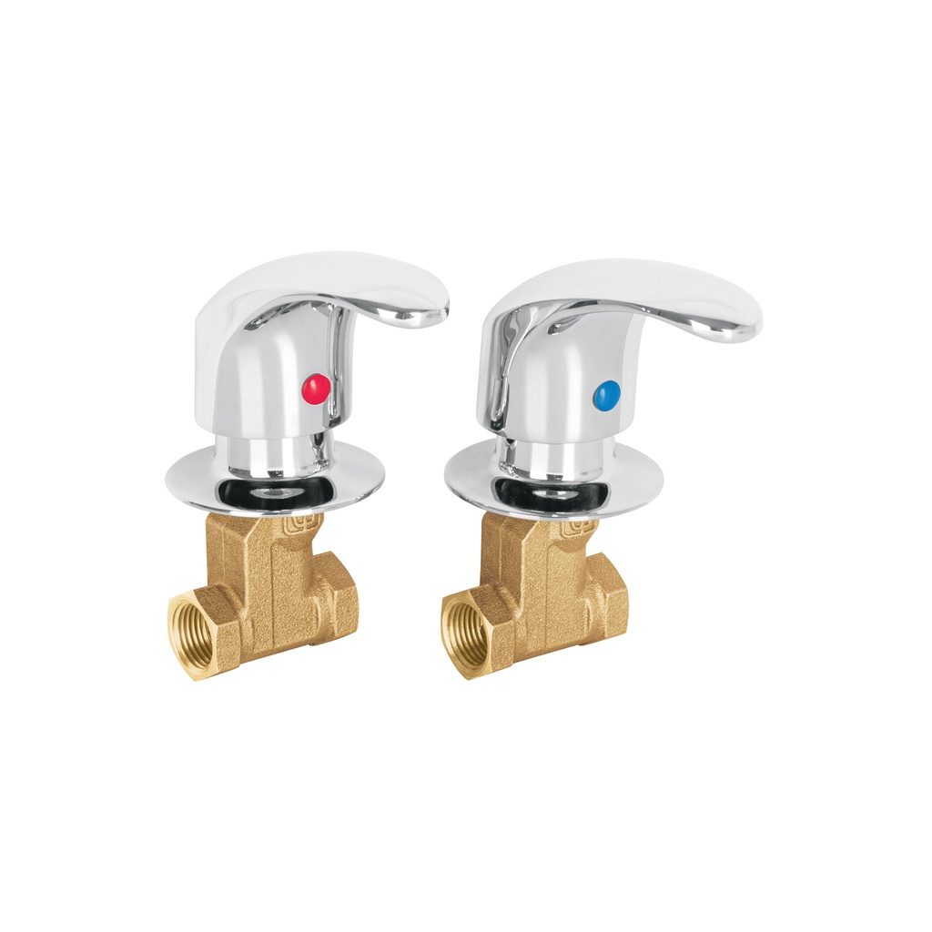 Juego 2 llaves de empotrar, roscables tipo palanca, Aqua