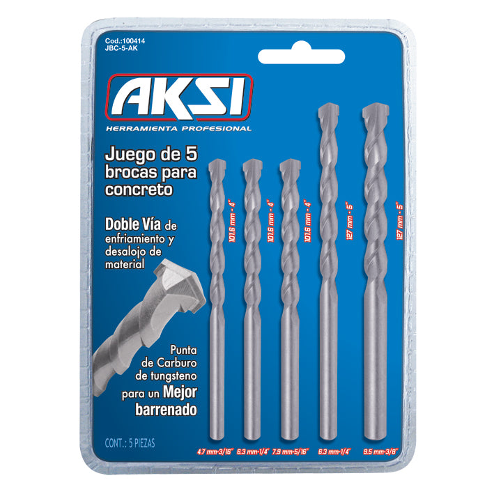 Juego 5 pcs de brocas para concreto