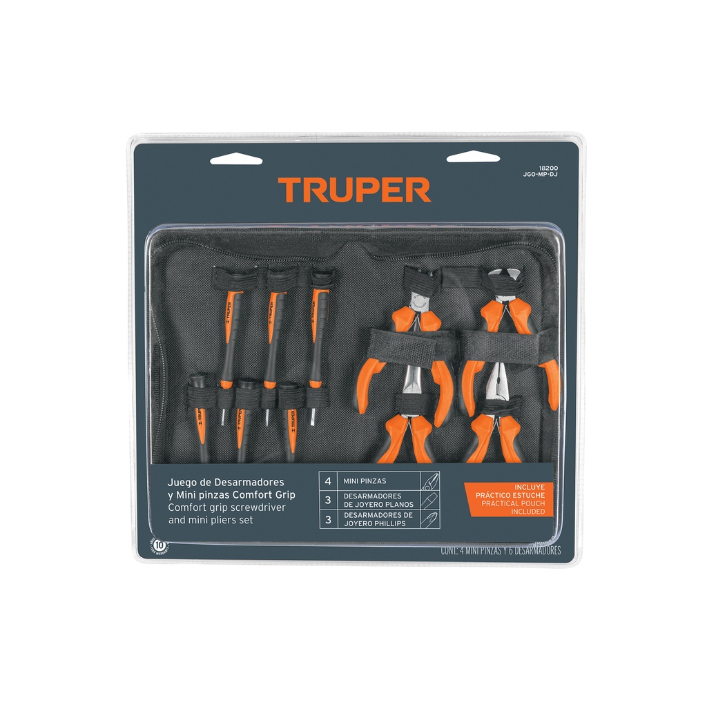 [T18200] Juego 6 desarmadores de joyero y 4 mini pinzas Comfort Grip