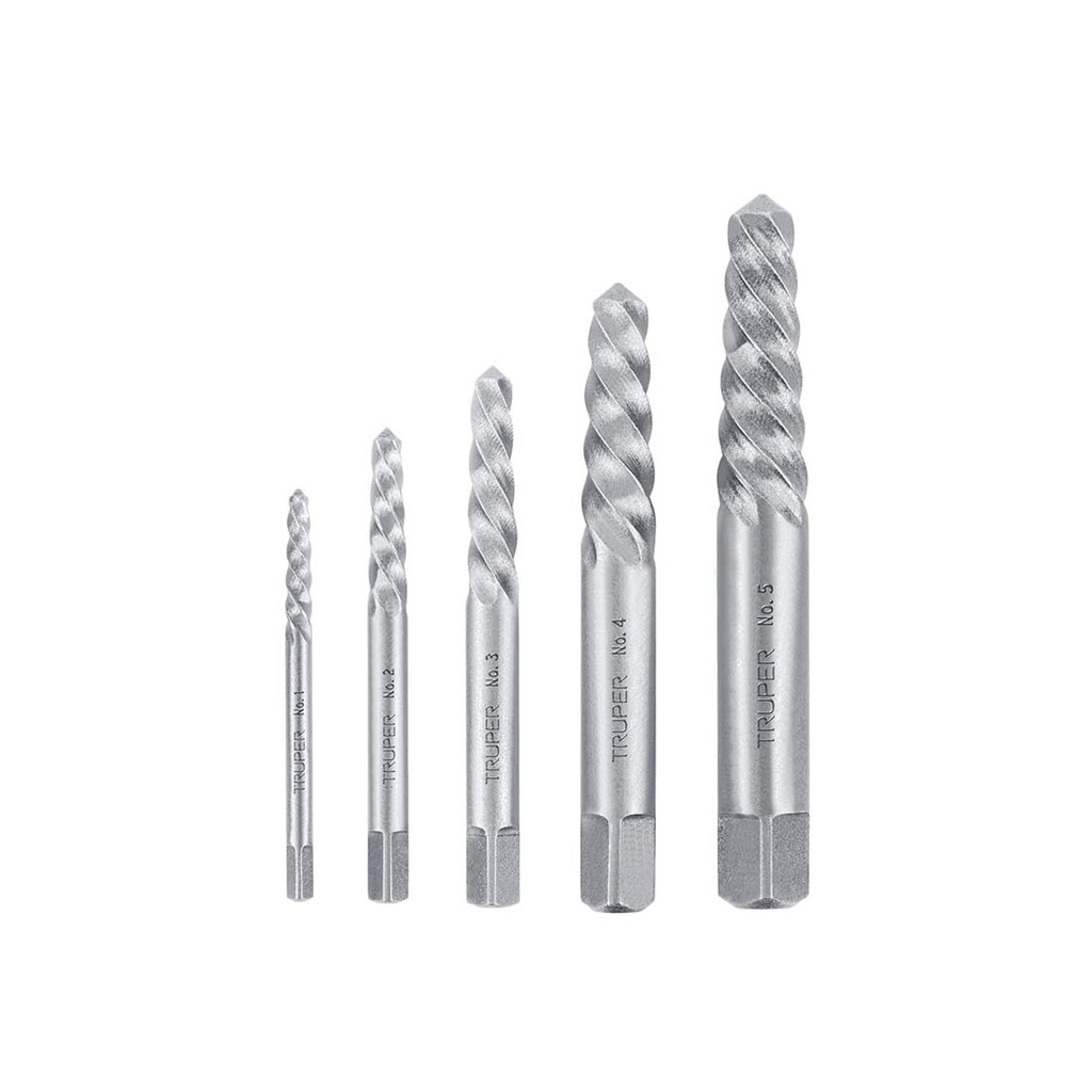 Juego con 5 extractores de tornillos, Truper