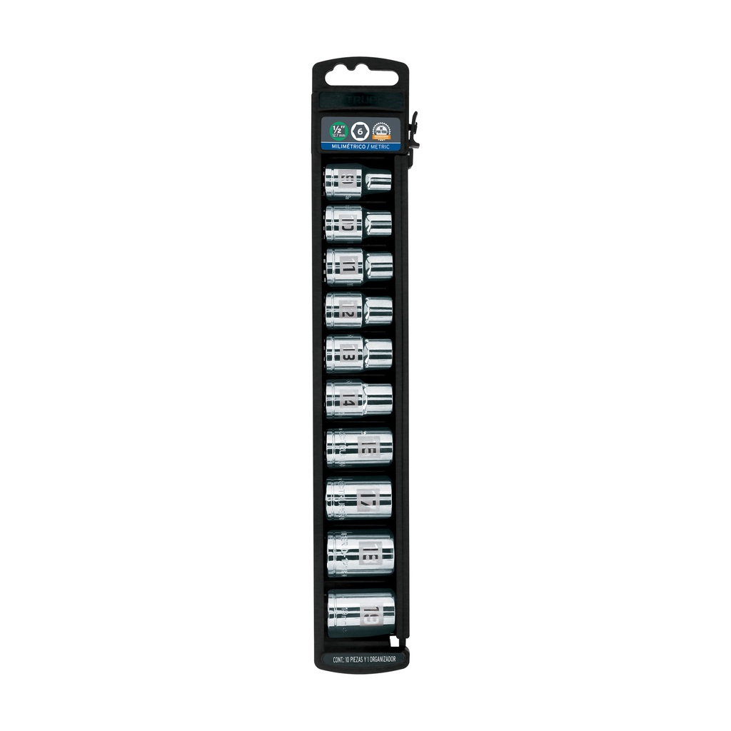 Juego de 10 dados cuadro 1/2' mm, Truper - Pag 119