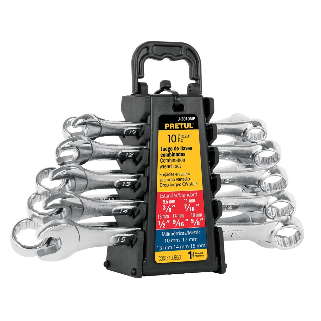 [T21996] Juego de 10 llaves combinadas std y mm, Pretul