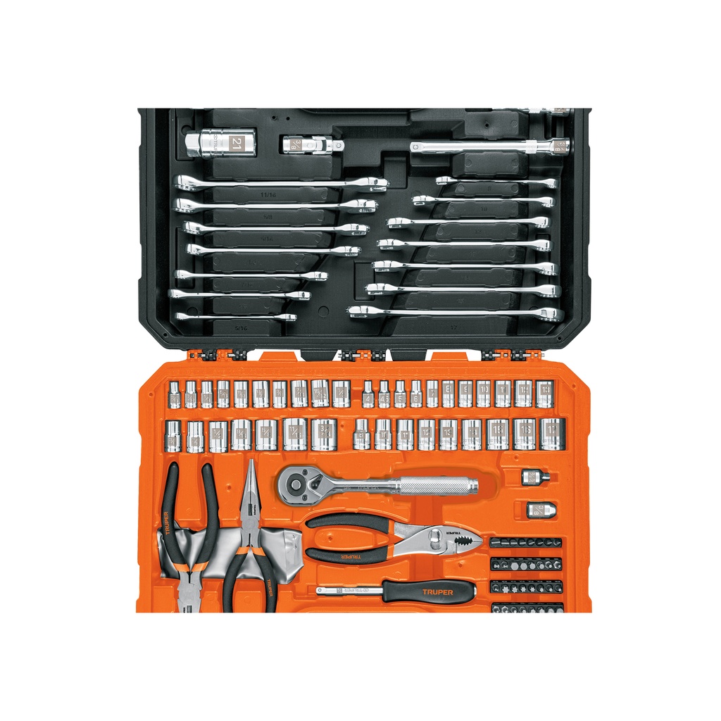 [T17090] Juego de 119 herramientas 1/4' y 3/8' mixtas para mecánico