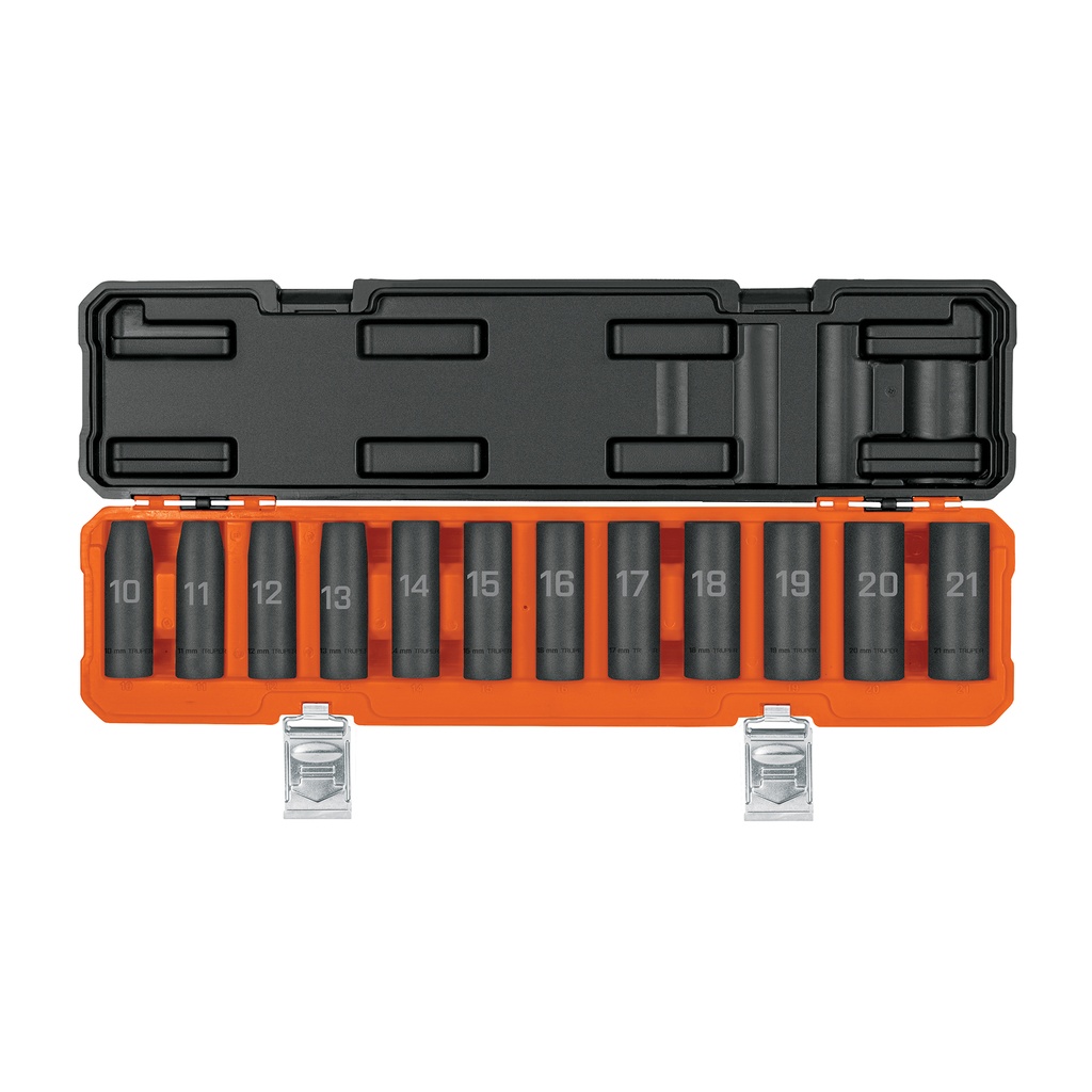 Juego de 12 dados largos de impacto cuadro 1/2', 6 puntas mm