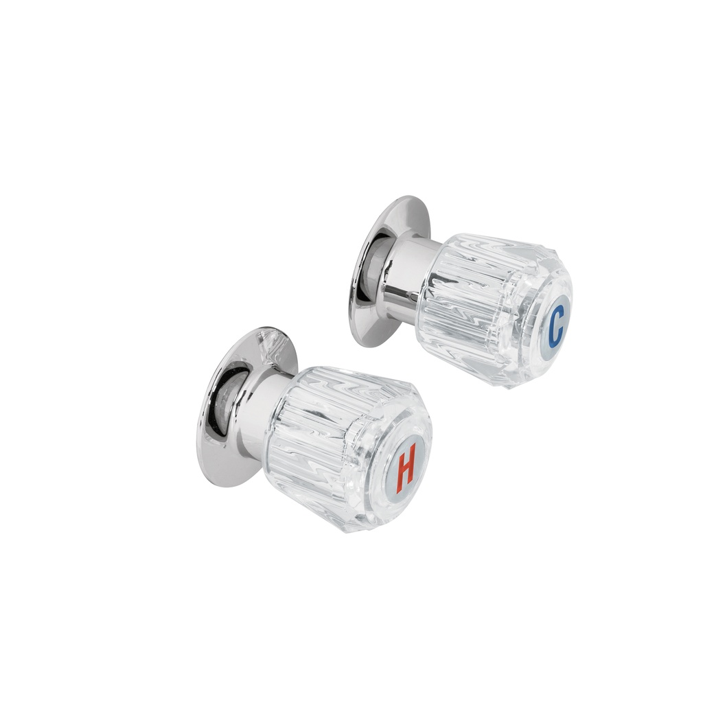 Juego de 2 manerales acrílico trans. para regadera, Basic