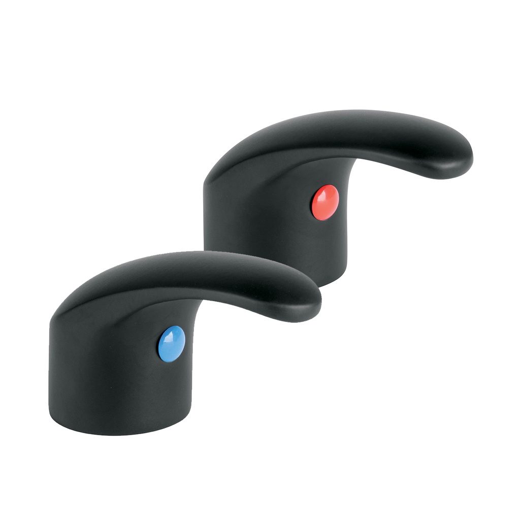Juego de 2 manerales de palanca p/lavabo, negro mate, Aqua