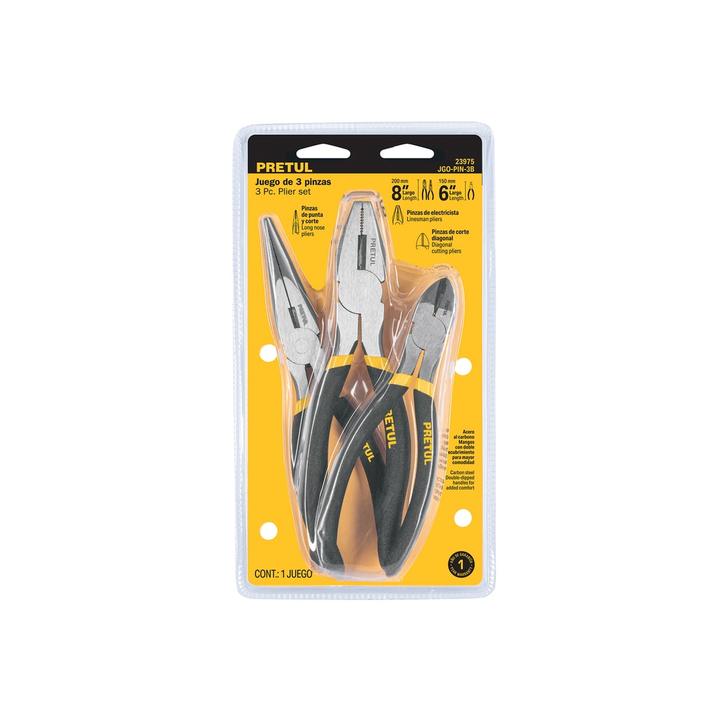 Juego de 2 pinzas de 8' y 1 de 6' mango de vinil, Pretul - Pag 310