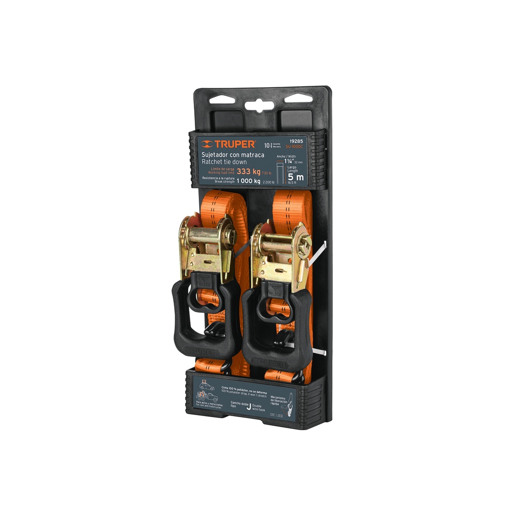 [T19285] Juego de 2 sujetadores con matraca carga máxima 1000 kg