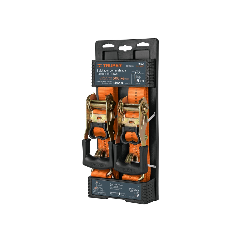 [T101831] Juego de 2 sujetadores con matraca carga máxima 1500 kg
