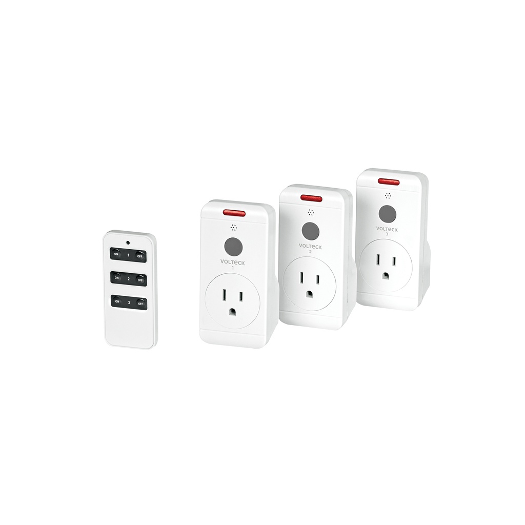 Juego de 3 Contactos con control remoto, Volteck