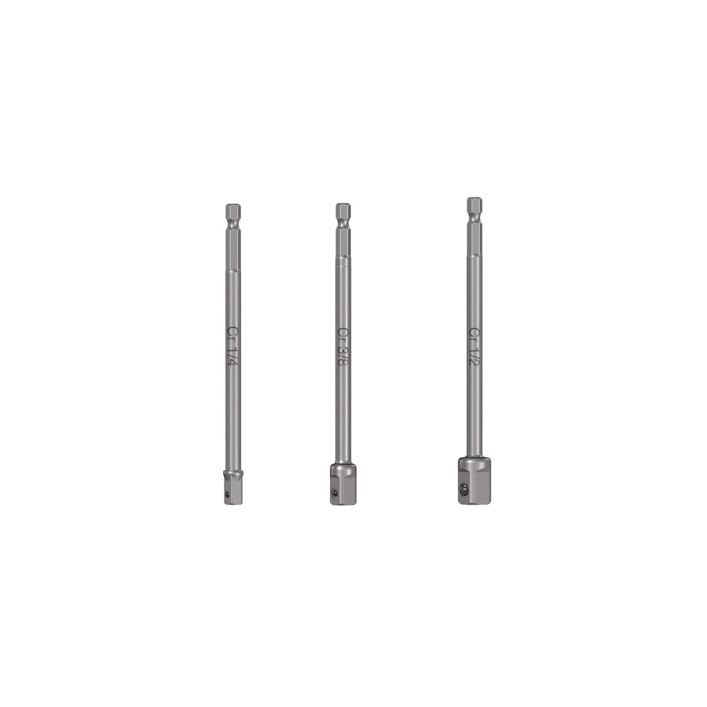 [T19599] Juego de 3 adaptadores largos para dados de 1/4, 3/8 y 1/2'