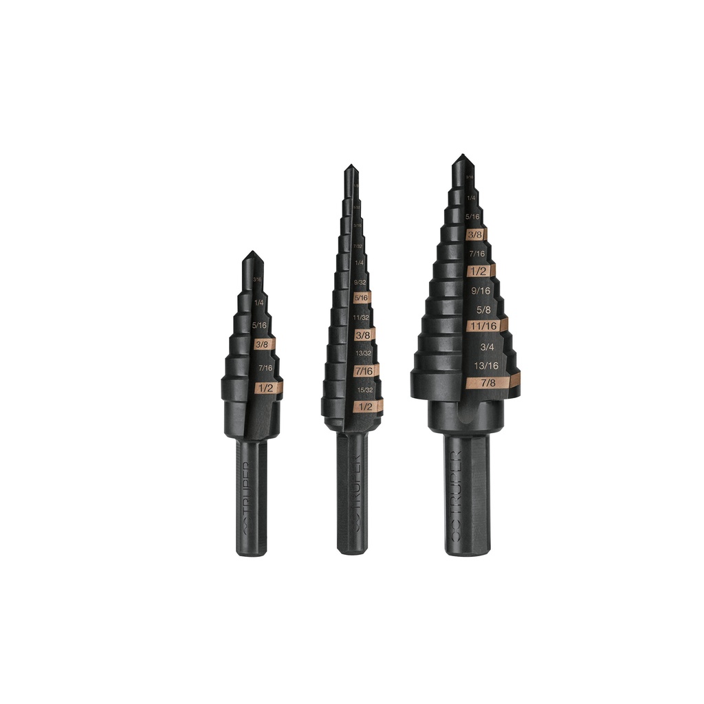 [T100988] Juego de 3 brocas escalonadas de óxido negro, Truper - Pag 58