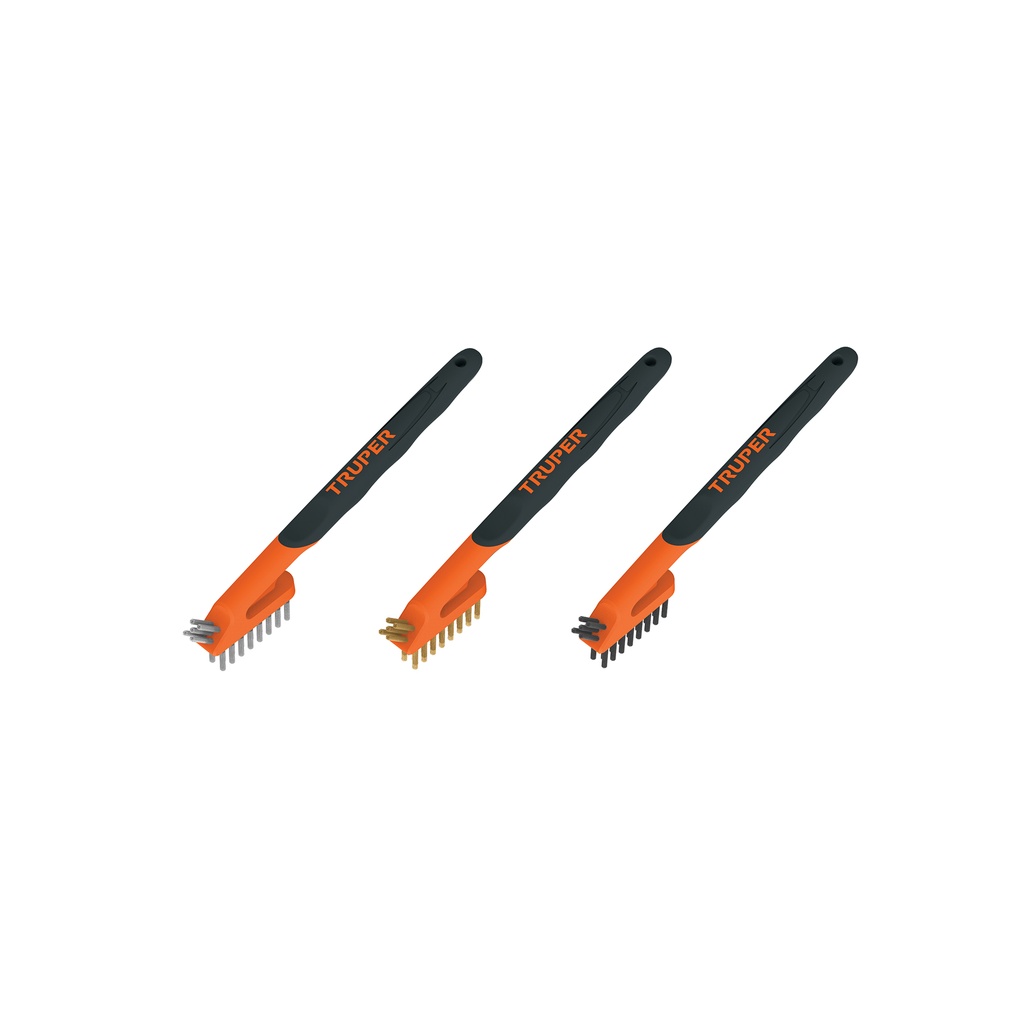 Juego de 3 mini cepillos de alambre 28 pinceles, Truper