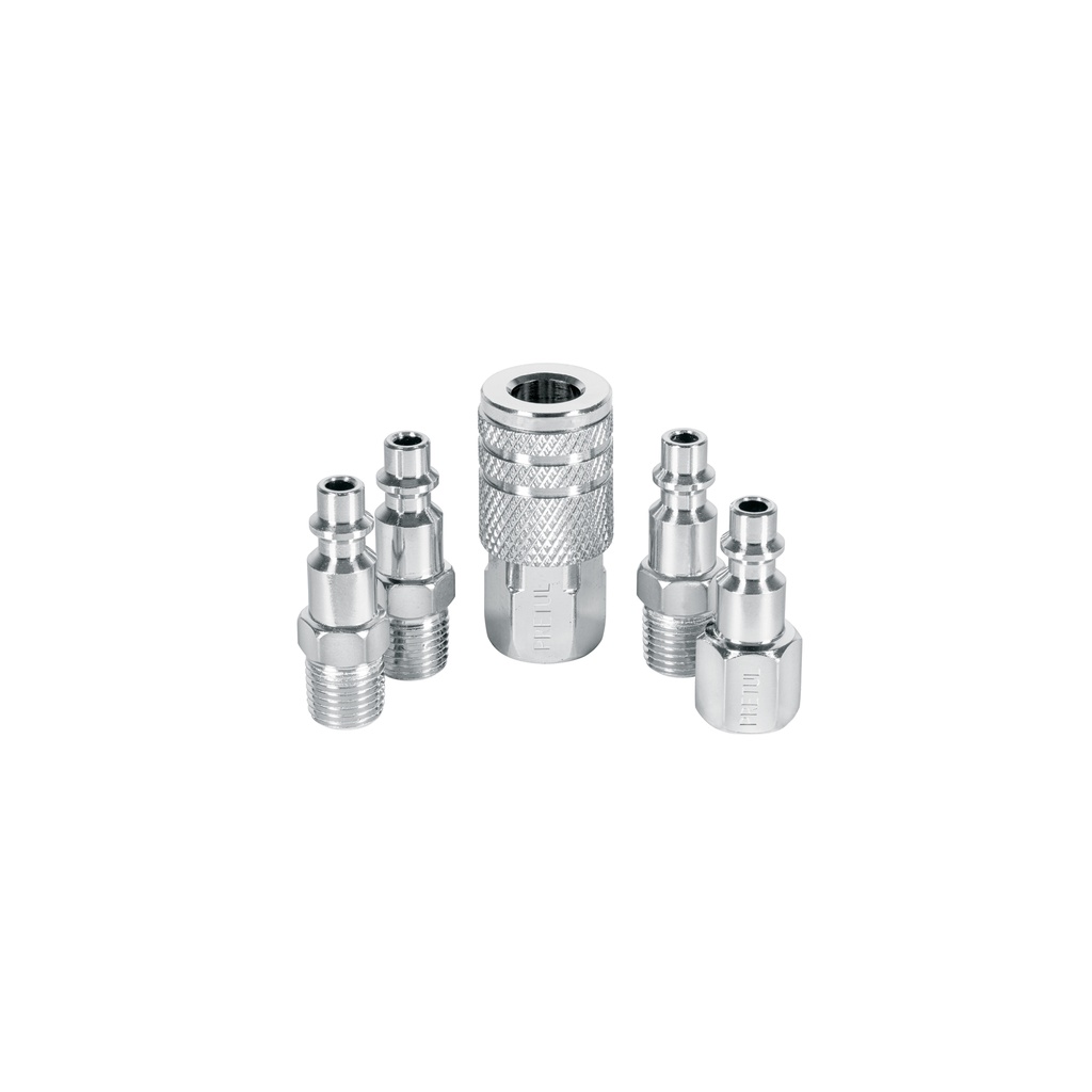 Juego de 4 conectores y 1 cople para compresor, Pretul