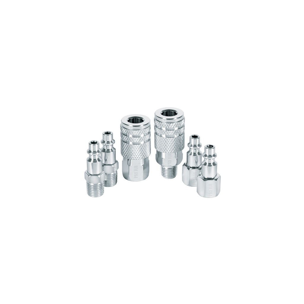 Juego de 4 conectores y 2 coples, compresor de aire, Pretul