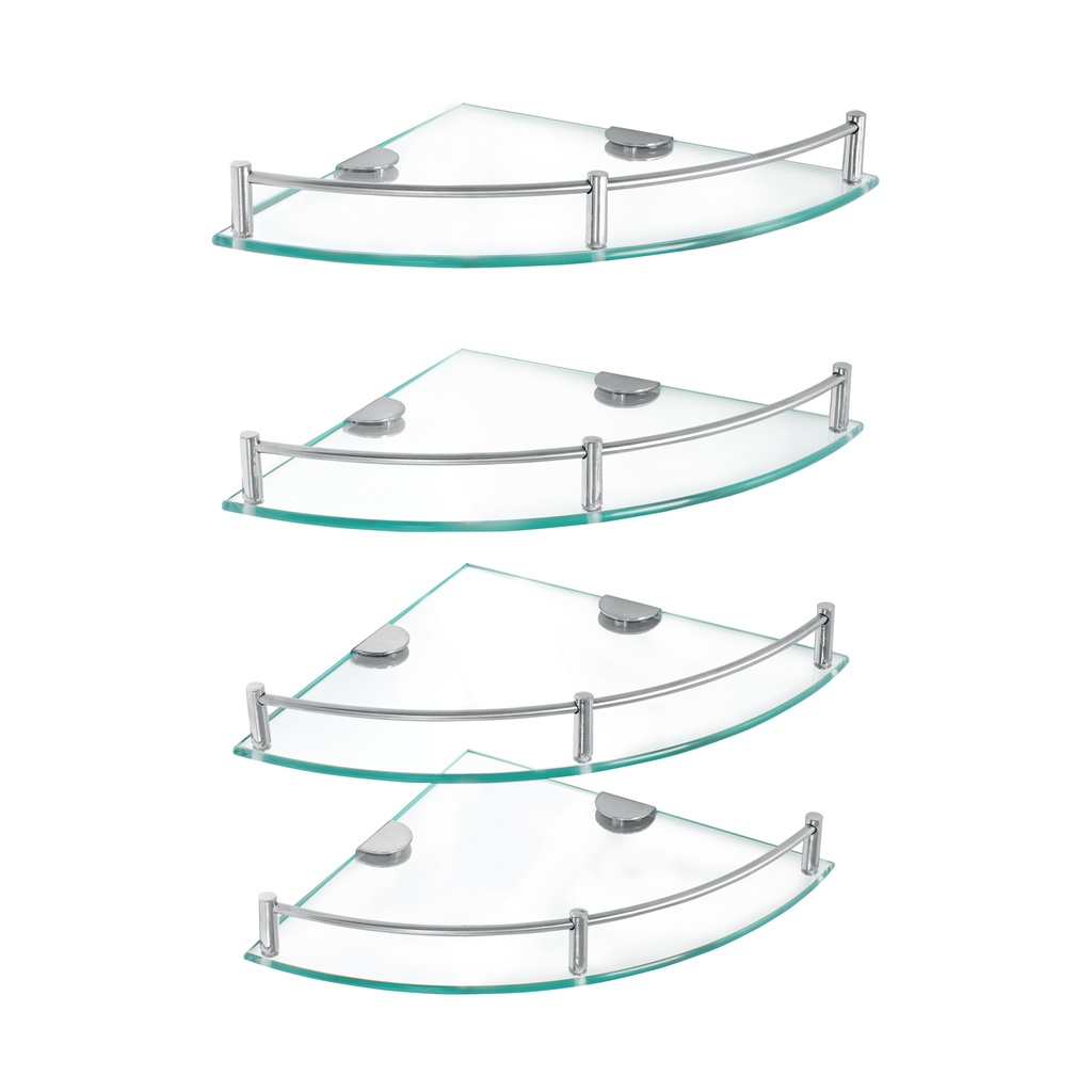 [T47906] Juego de 4 repisas esquineras de vidrio, Foset Basic