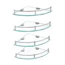 Juego de 4 repisas esquineras de vidrio, Foset Basic