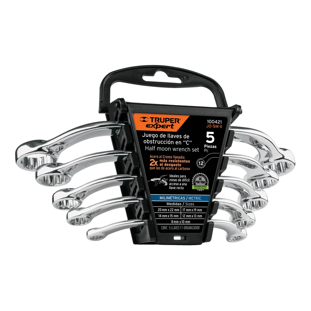 [T100421] Juego de 5 llaves de obstrucción mm en C, Truper