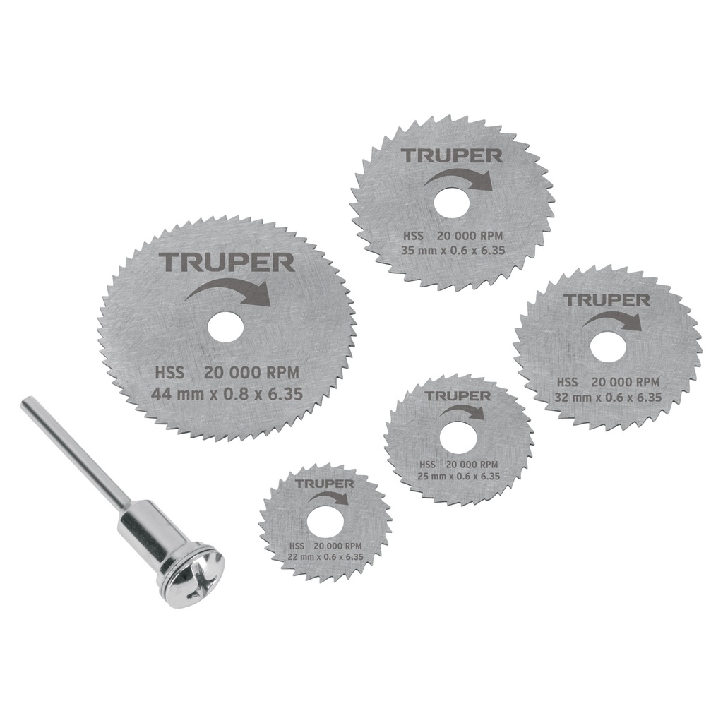 Juego de 5 mini discos sierras para mototool, Truper - Pag 258