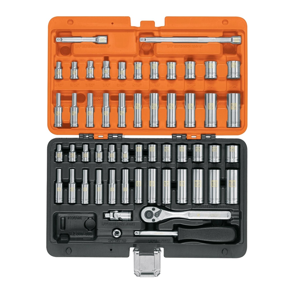 Juego de 54 herramientas cuadro 1/4' std y mm para mecánico
