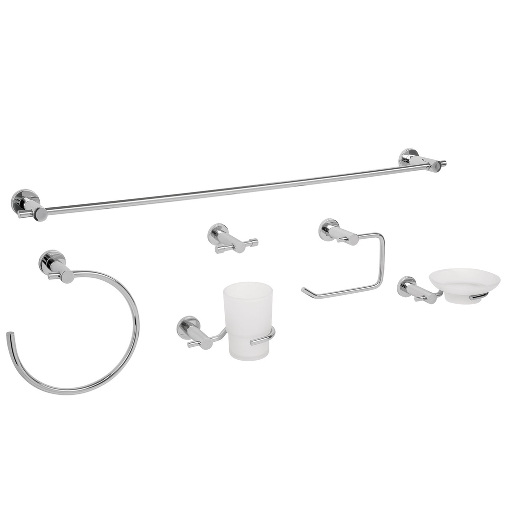 [T49681] Juego de 6 accesorios para baño acabado cromo, Foset Element