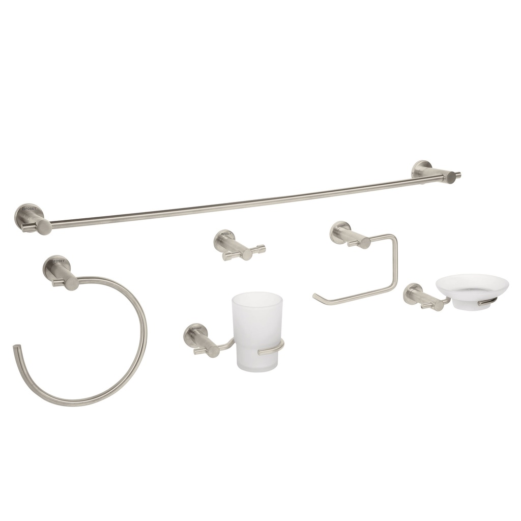 [T49682] Juego de 6 accesorios para baño acabado satín, Foset Element