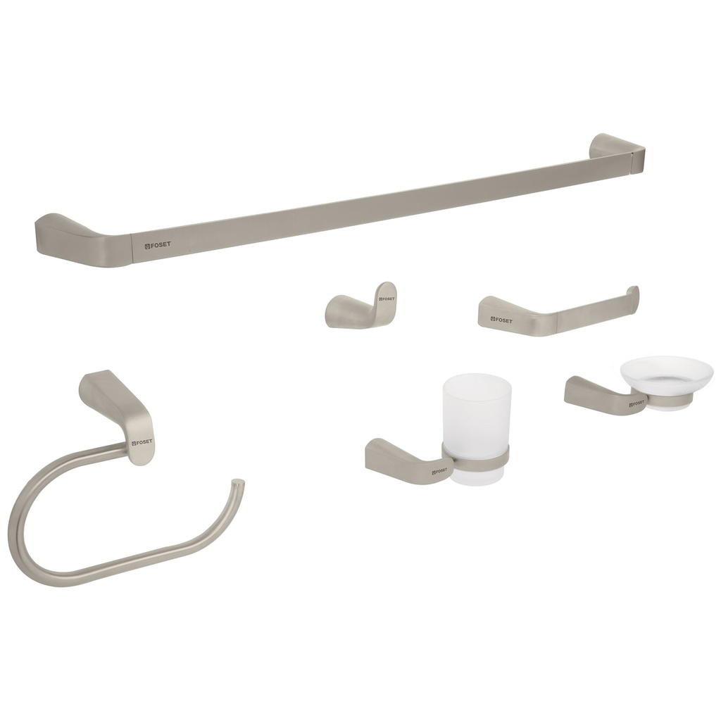 [T45226] Juego de 6 accesorios para baño acabado satín, Riviera