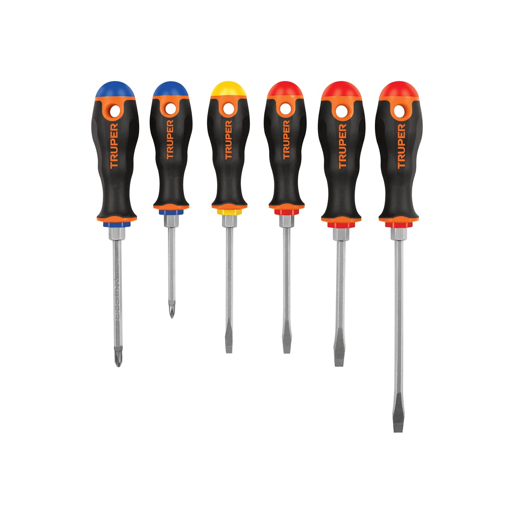 Juego de 6 desarmadores mango Comfort Grip, Truper