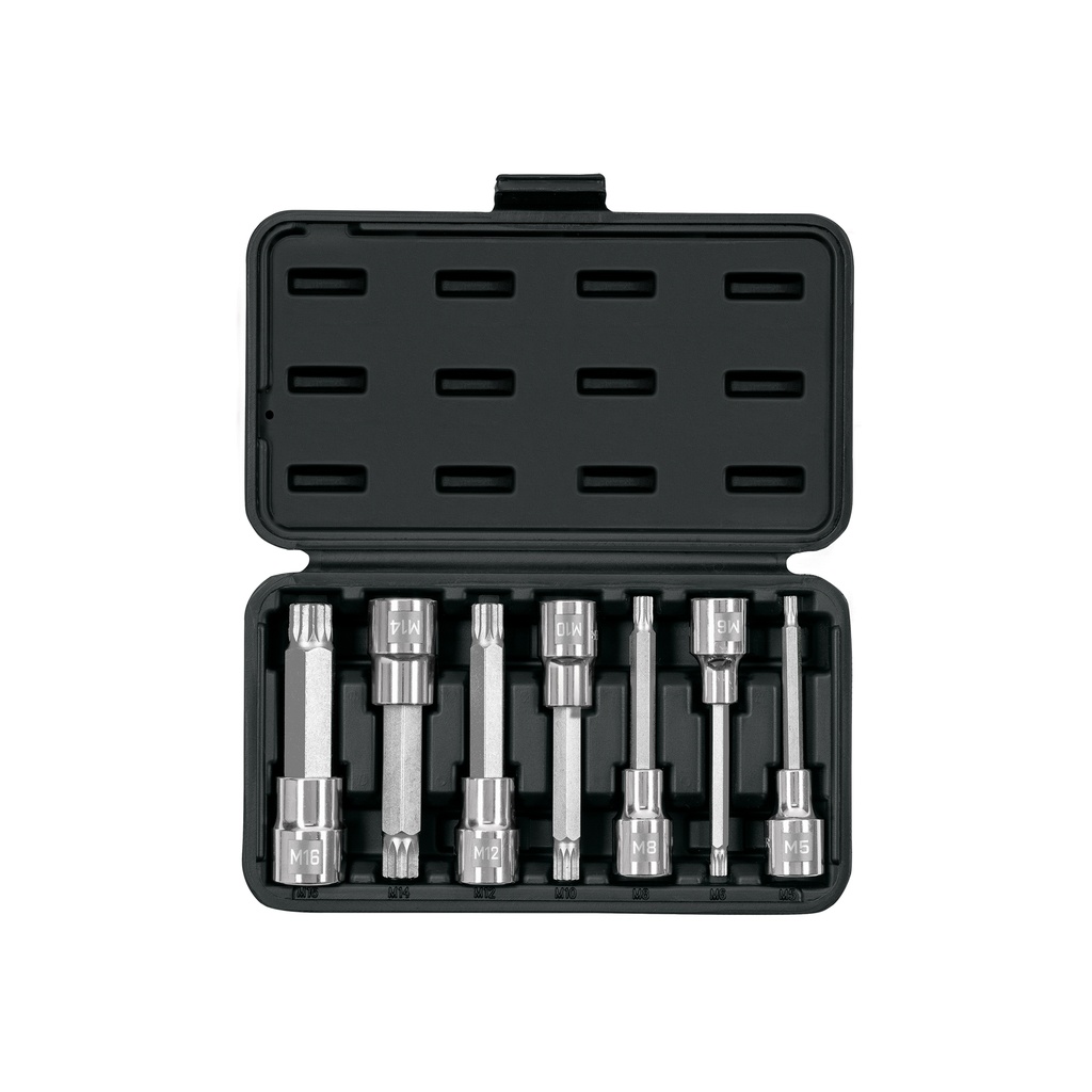 [T101306] Juego de 7 dados cuadro 1/2' punta larga bristol, en estuche - Pag 119