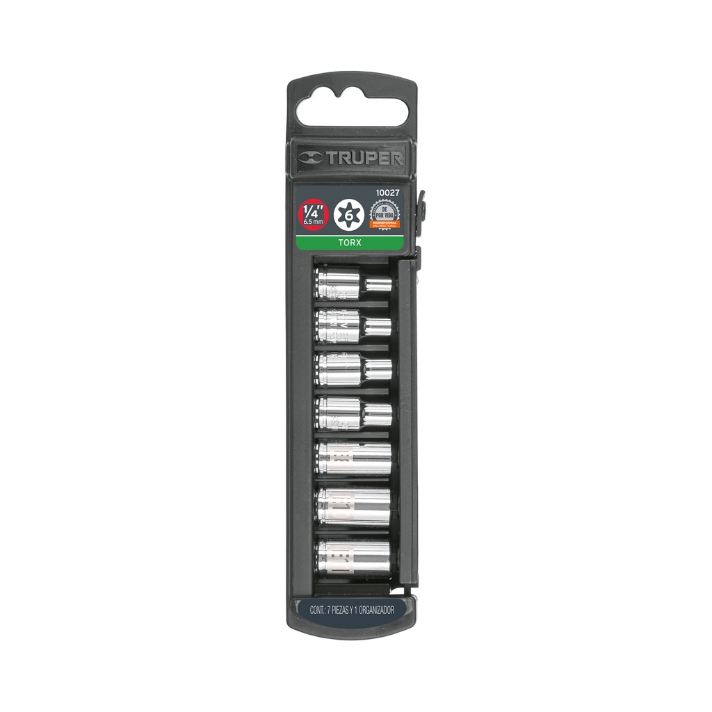 Juego de 7 dados torx cuadro 1/4', Truper