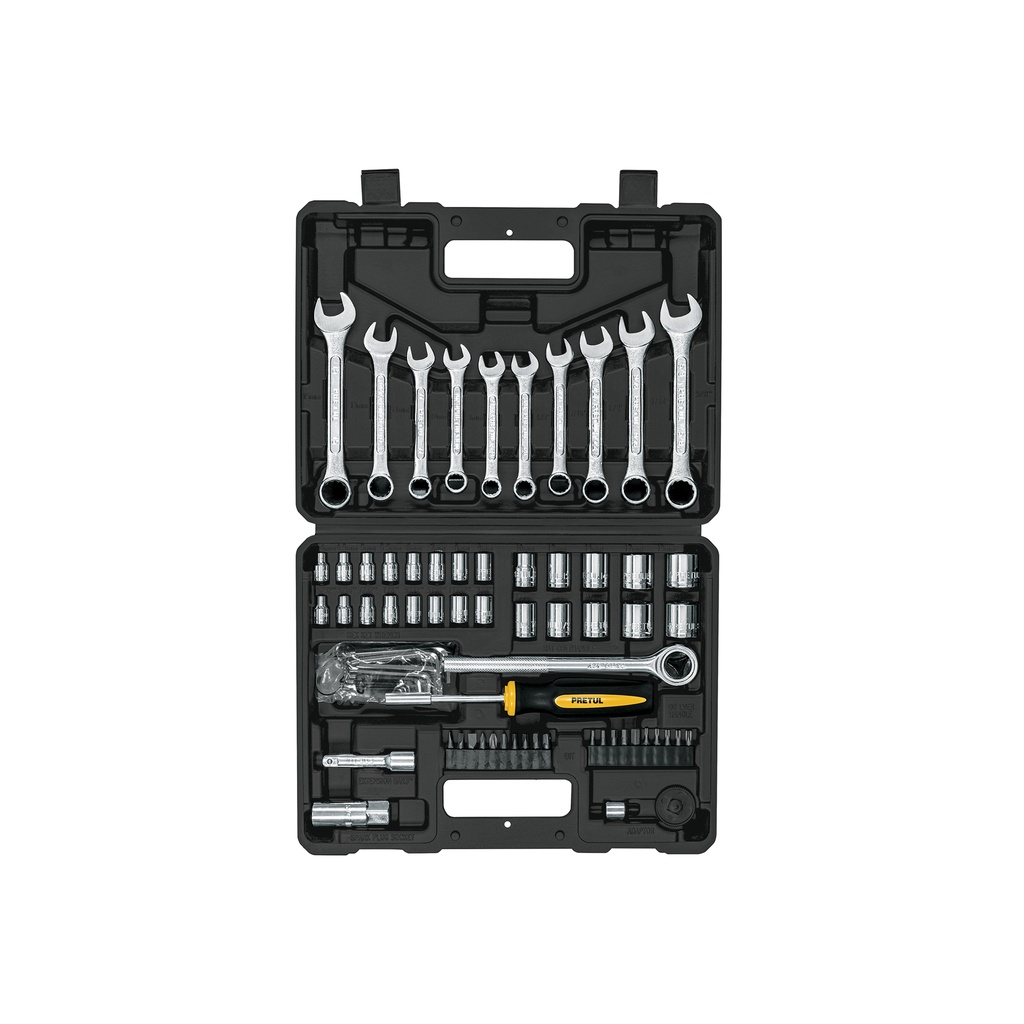 Juego de 70 herramientas 1/4' y 3/8' para mecánico, Pretul