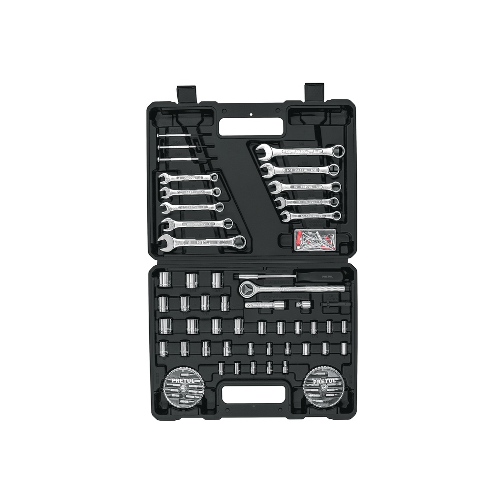Juego de 71 herramientas 1/4' y 3/8' para mecánico, Pretul