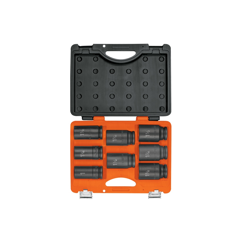 Juego de 8 dados largos cuadro 3/4' de impacto 6 puntas std