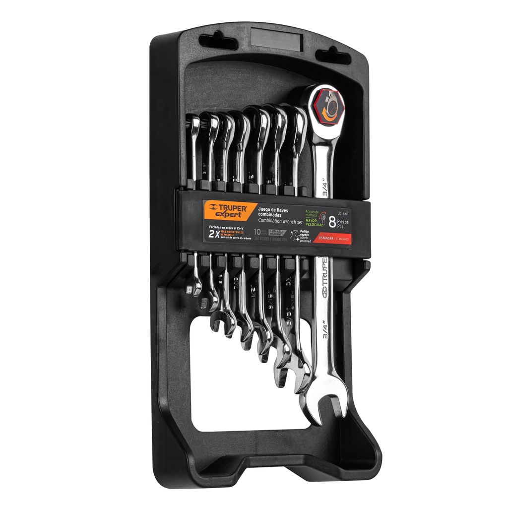 Juego de 8 llaves combinadas std pulidas con matraca, Expert - Pag 216