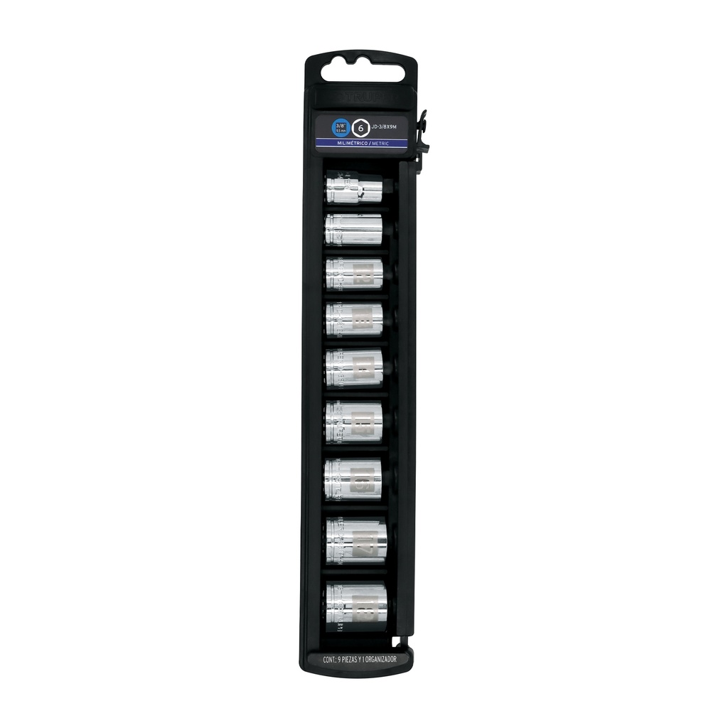 Juego de 9 dados cuadro 3/8' mm, Truper - Pag 117
