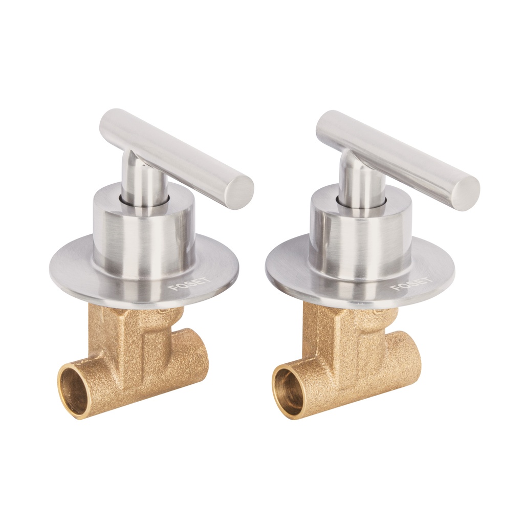 Juego manerales palanca, soldables p/regadera, satín, Foset