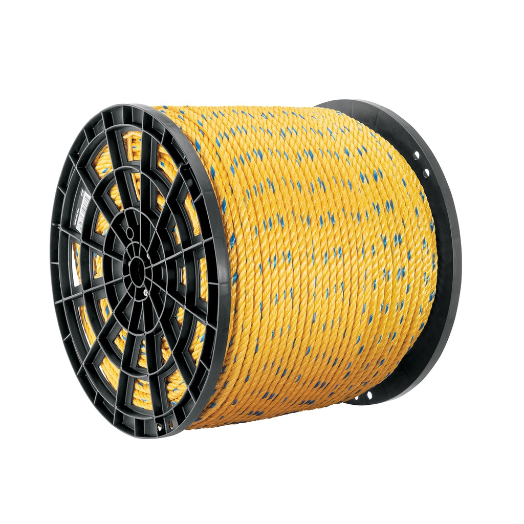 Kilo de cuerda amarilla de polipropileno 13 mm, rollo 30 kg
