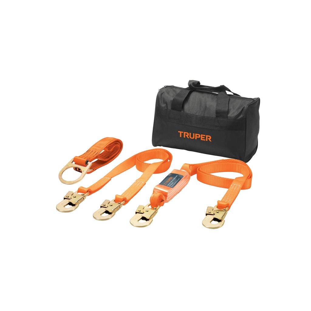 Kit contra caídas con arnés de tres anillos, Truper - Pag 355