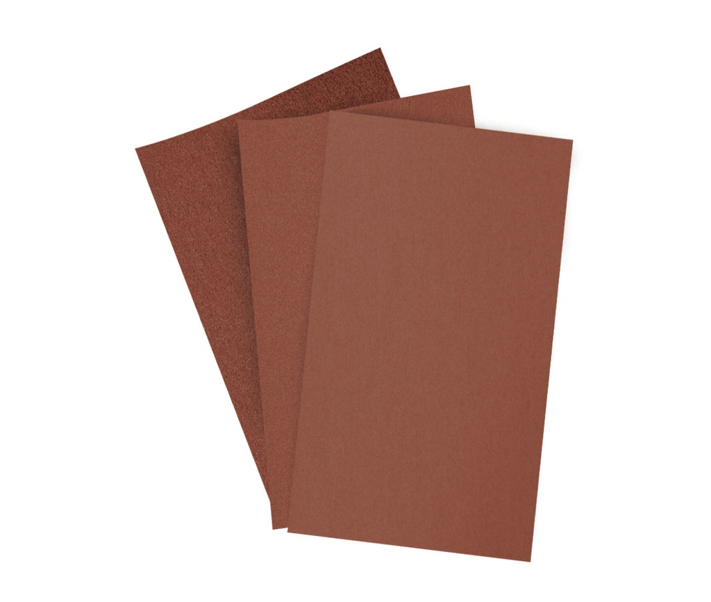 Kit lija para metales, grano rojo. 3 hojas  3 2/3" x 9" grano 150
