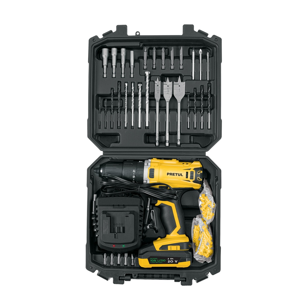 Kit rotomartillo inalámbrico 1/2' 20V y 32 accesorios Pretul