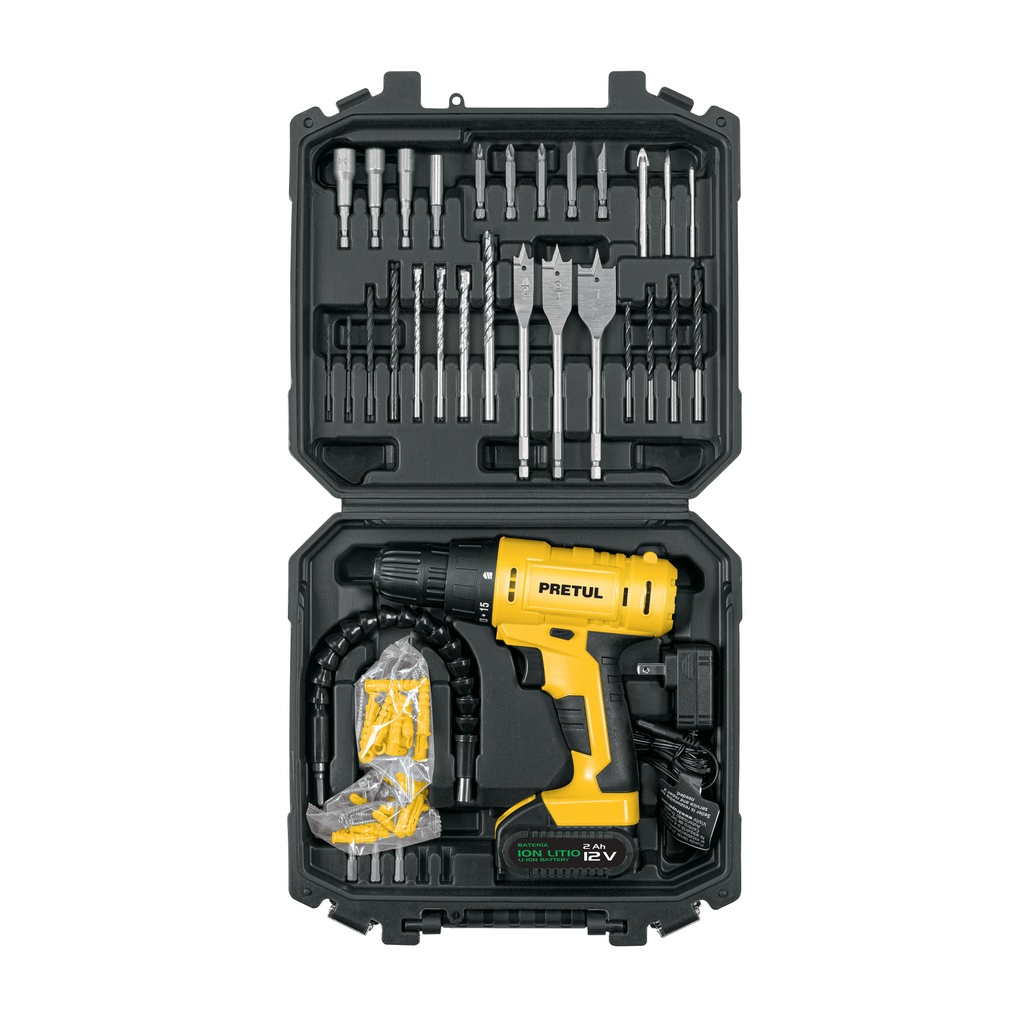 Kit taladro inalámbrico 3/8', 12 V, y accesorios con estuche - Pag 347